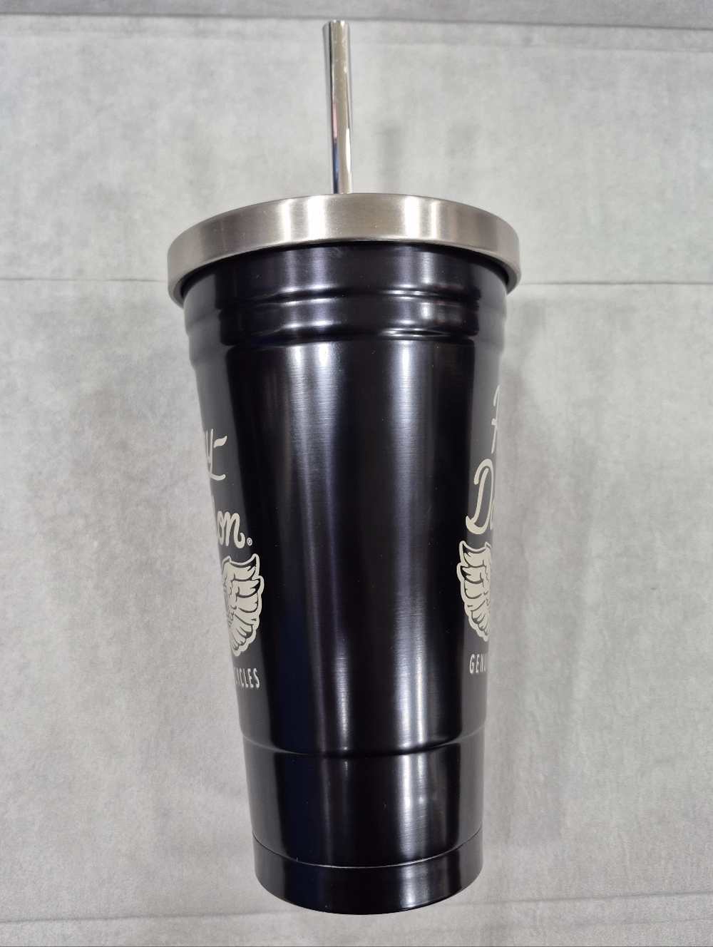 Harley Davidson tumbler and straw black and silver 16oz stainless steel 7 inches - Picture 2 of 15